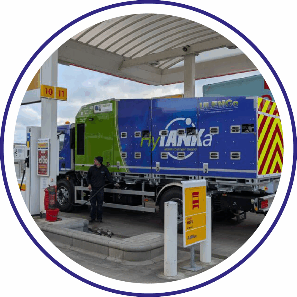 ULEMCo HyTANKa mobile hydrogen refuelling vehicle at refuelling station
