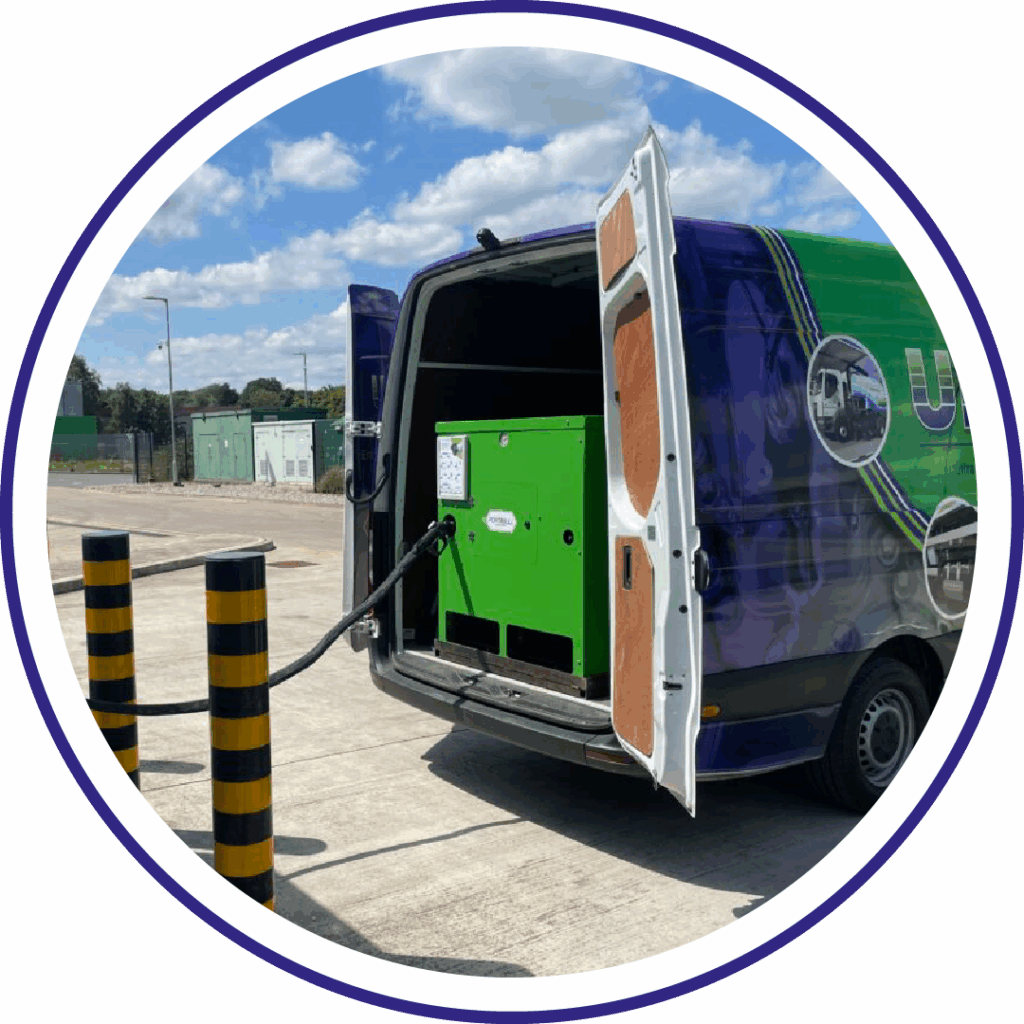 ULEMCo Port-a-Bull auxiliary hydrogen tank pack installed in service van